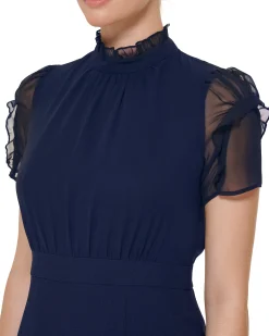 Chiffon Stand-Collar Dress