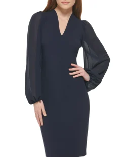 Chiffon-Sleeve Sheath