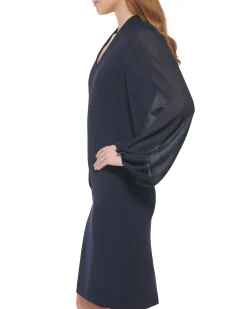 Chiffon-Sleeve Sheath