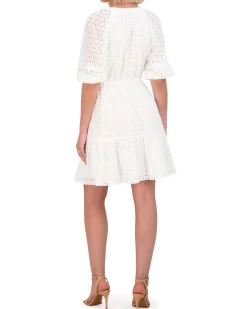Cotton Eyelet Tasseled Drawstring Dress