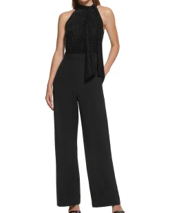Devore Bow-Neck Jumpsuit