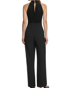 Devore Bow-Neck Jumpsuit