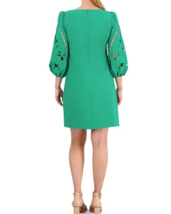 Embroidered Cutout-Sleeve Minidress