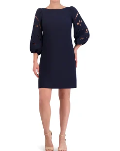 Embroidered Cutout-Sleeve Minidress