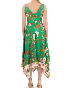 Floral-Print Handkerchief-Hem Dress