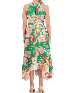 Floral-Print Handkerchief-Hem Dress
