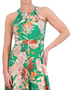 Floral-Print Handkerchief-Hem Dress