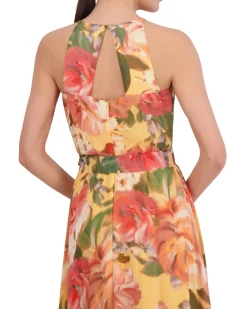 Floral-Print High-Low Midi Dress