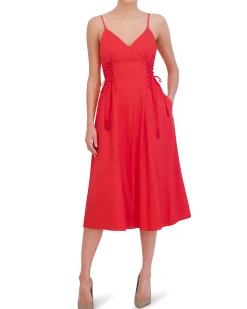 Lace-Up-Side Midi Dress