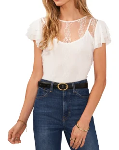 Mesh Ruffle Sleeve Blouse