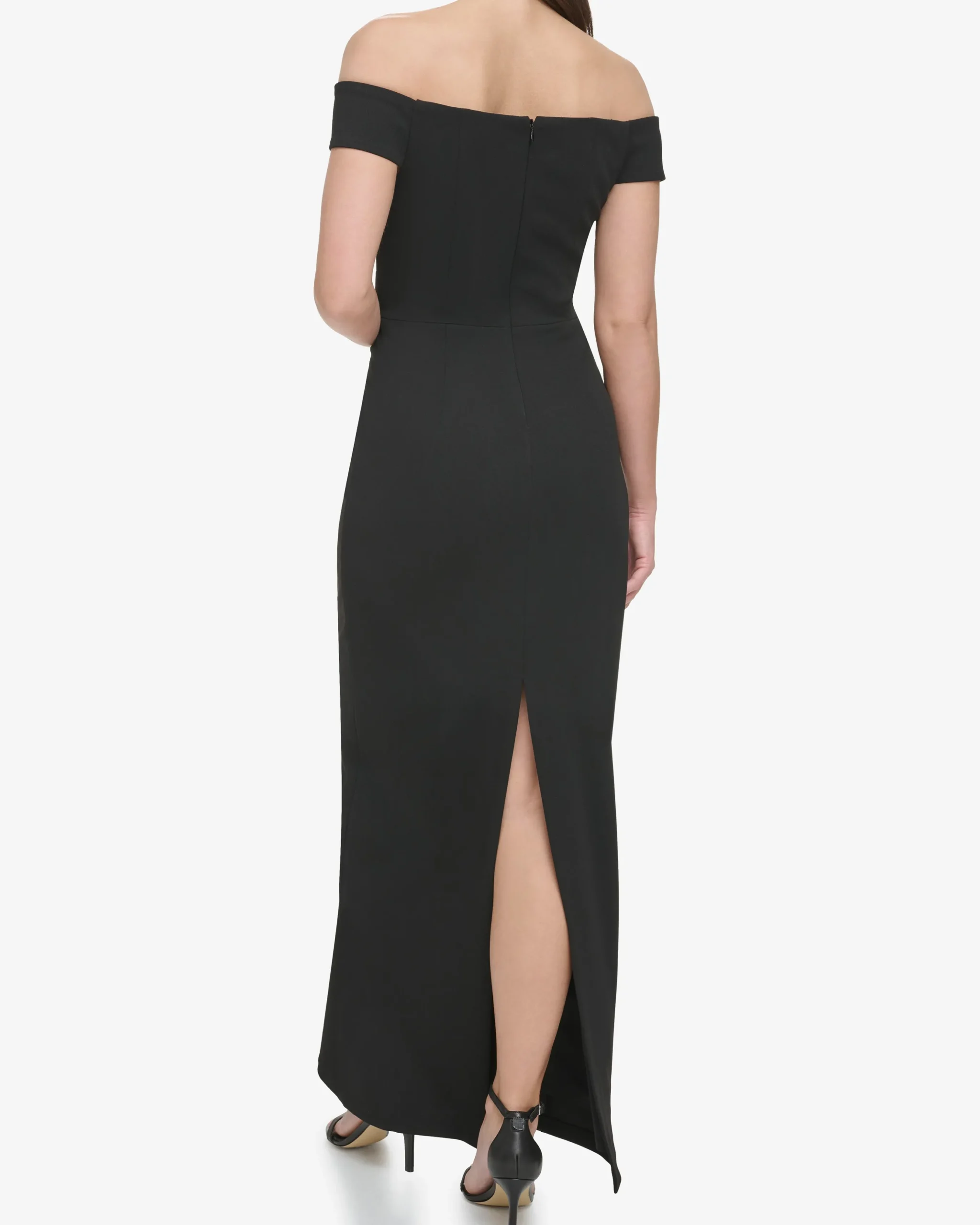 Off-The-Shoulder Contoured-Neckline Gown