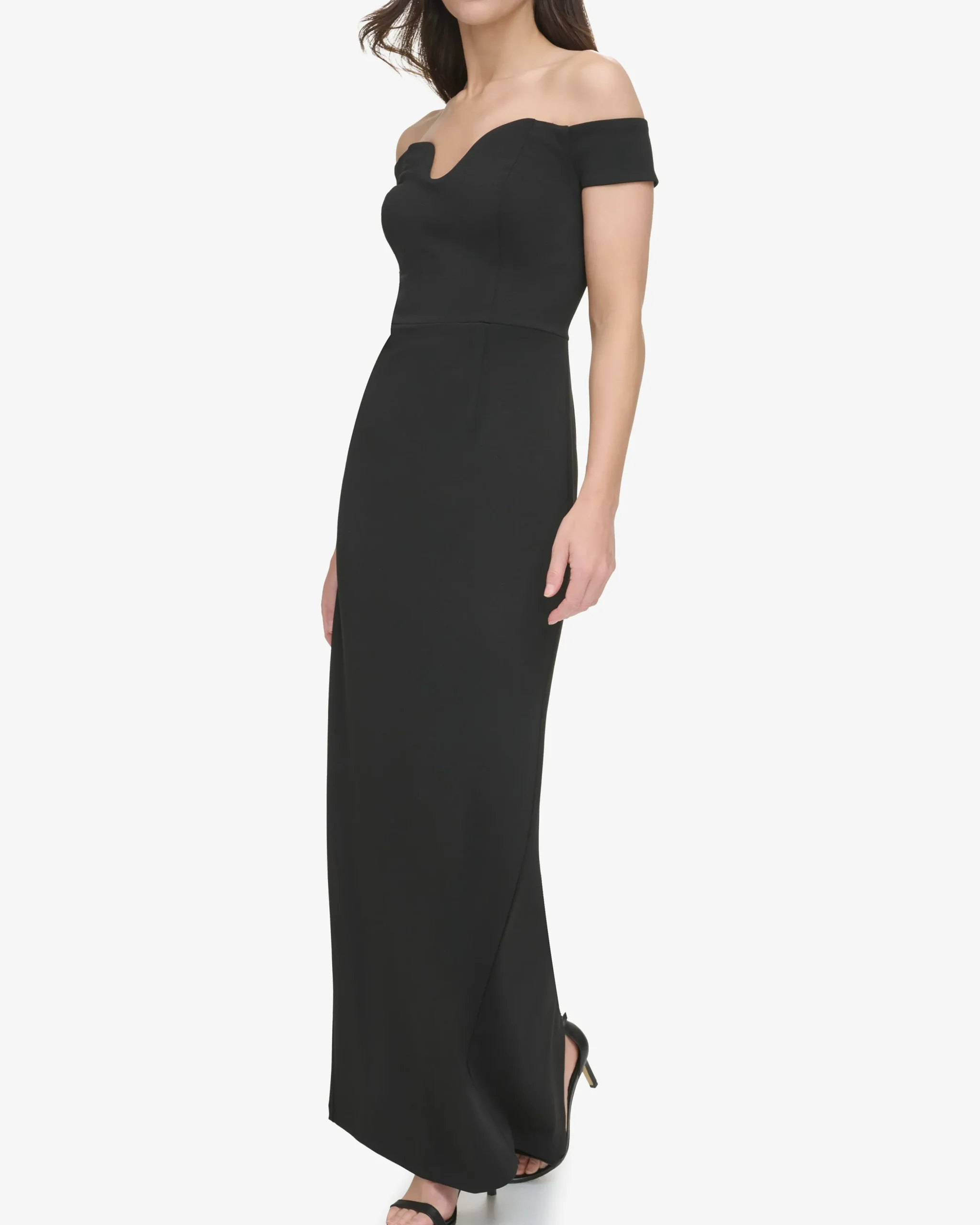 Off-The-Shoulder Contoured-Neckline Gown