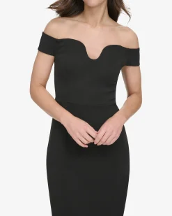 Off-The-Shoulder Contoured-Neckline Gown