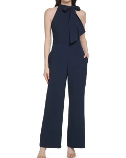 Petite Bow-Neck Sleeveless Jumpsuit
