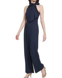 Petite Bow-Neck Sleeveless Jumpsuit