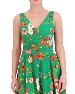 Petite Floral-Print Handkerchief-Hem Dress