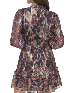 Petite Paisley-Print Tiered-Skirt Dress