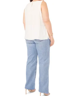Plus-Size Beaded Sleeveless Blouse