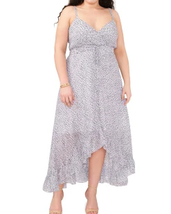 Plus-Size Dash Print High Low Dress