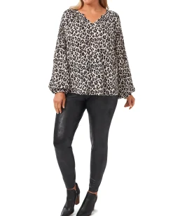 Plus-Size Faux Leather Ponte Leggings