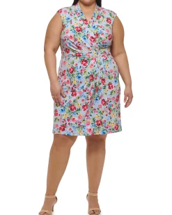 Plus-Size Floral-Print Faux-Wrap Dress