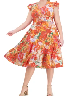 Plus-Size Floral-Print Tiered Dress
