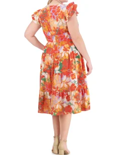 Plus-Size Floral-Print Tiered Dress