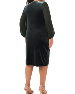 Plus-Size Long Sleeve Velvet Dress