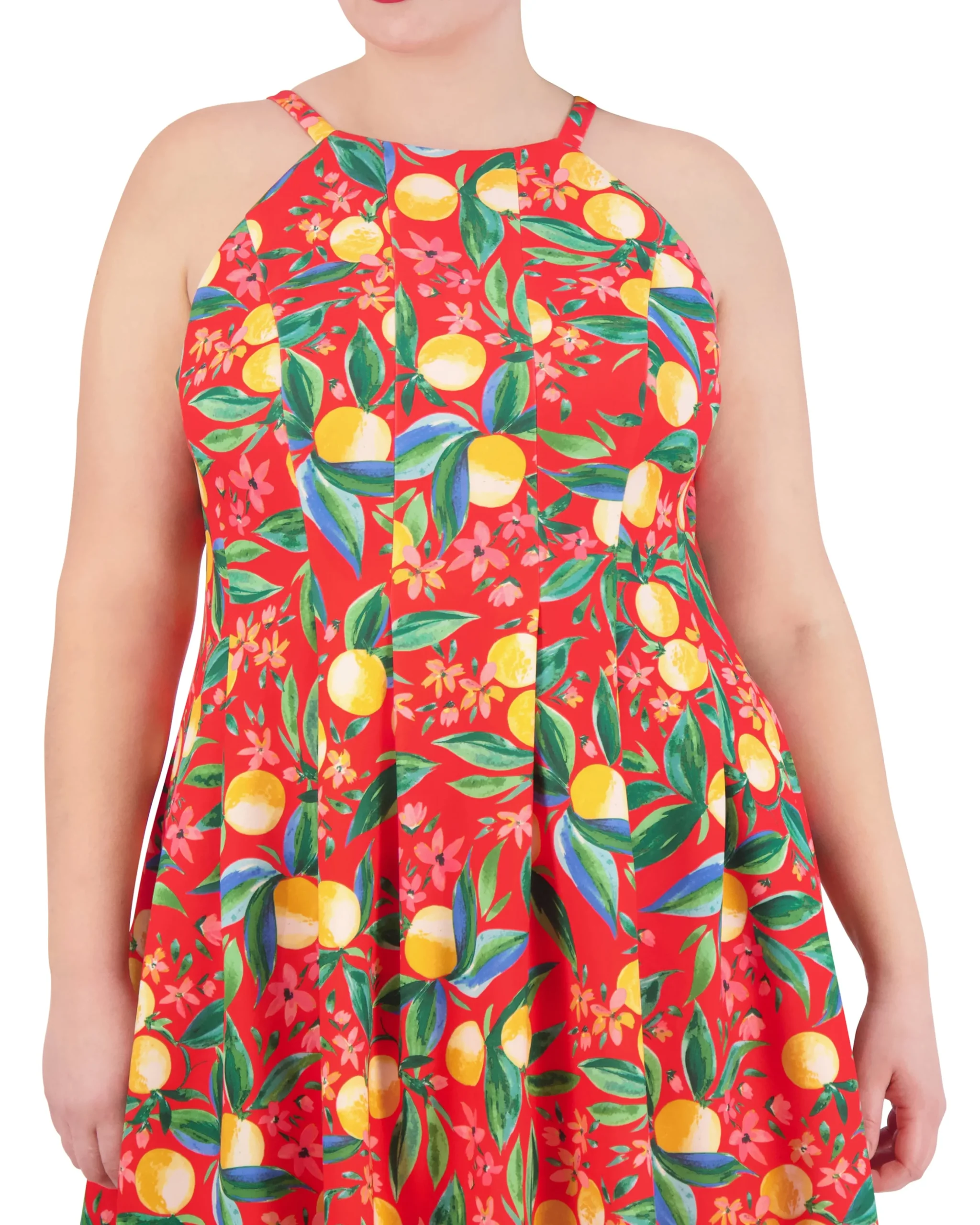 Plus-Size Printed Cutout Halter Dress