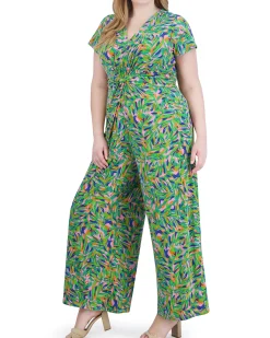 Plus-Size Printed Twist-Detail Jumpsuit