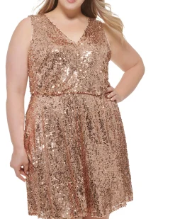 Plus-Size Sequined Sleeveless Minidress