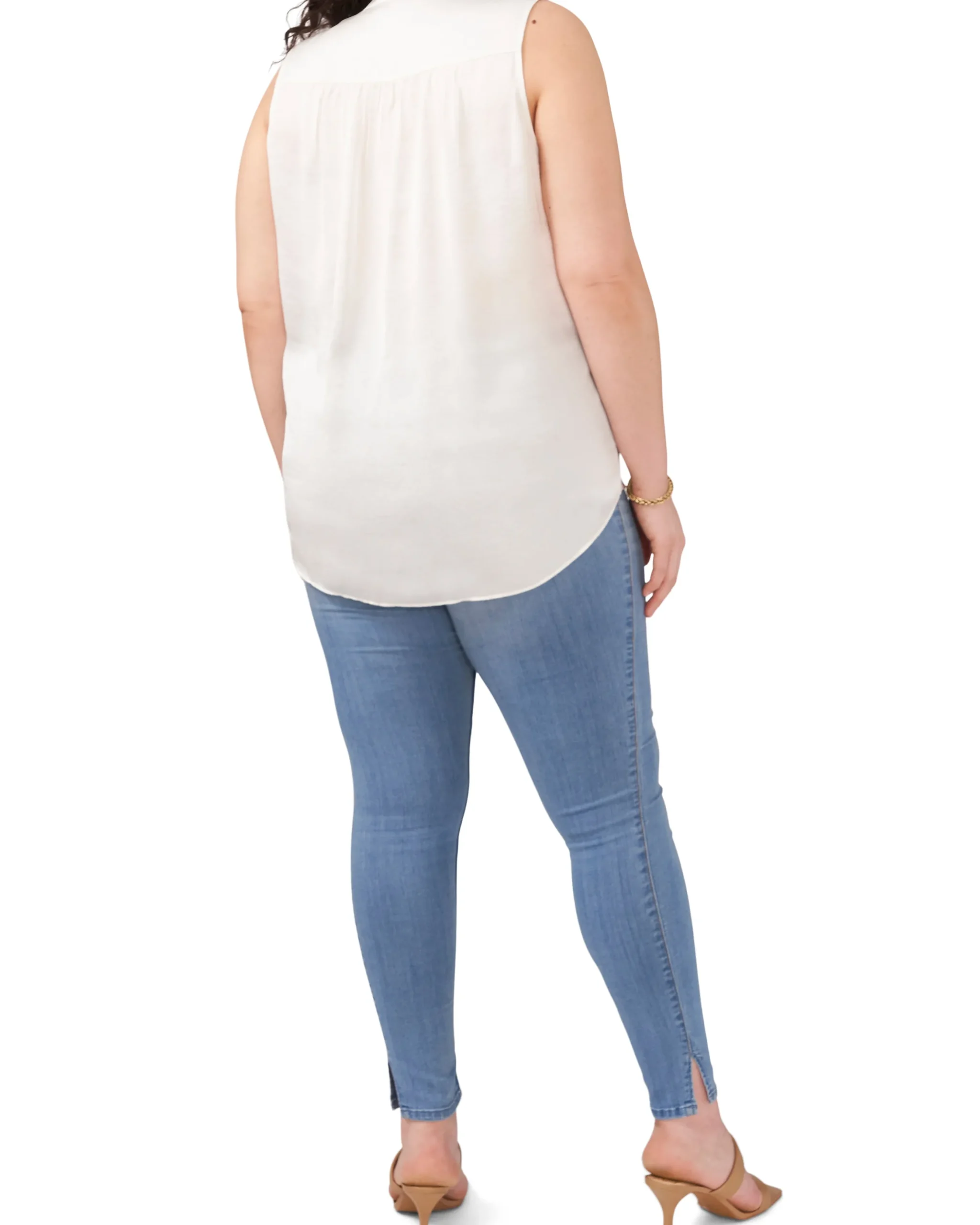 Plus-Size Sleeveless V-Neck Blouse