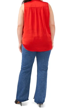 Plus-Size Sleeveless V-Neck Blouse