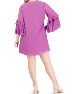 Plus-Size Tasseled Pleated-Sleeve Dress