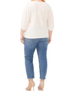 Plus-Size Textured Puff Sleeve Top