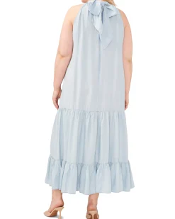 Plus-Size Tiered Halter Maxi Dress