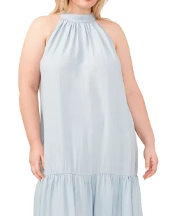 Plus-Size Tiered Halter Maxi Dress