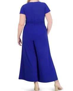 Plus-Size Twist-Front Flared-Leg Jumpsuit