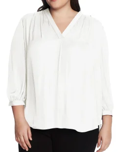 Plus-Size V-Neck Inverted Pleat Top