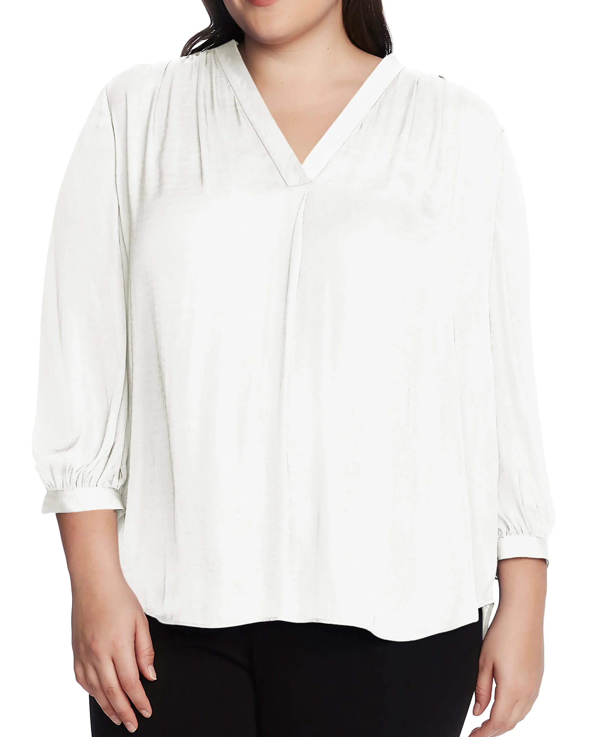 Plus-Size V-Neck Inverted Pleat Top
