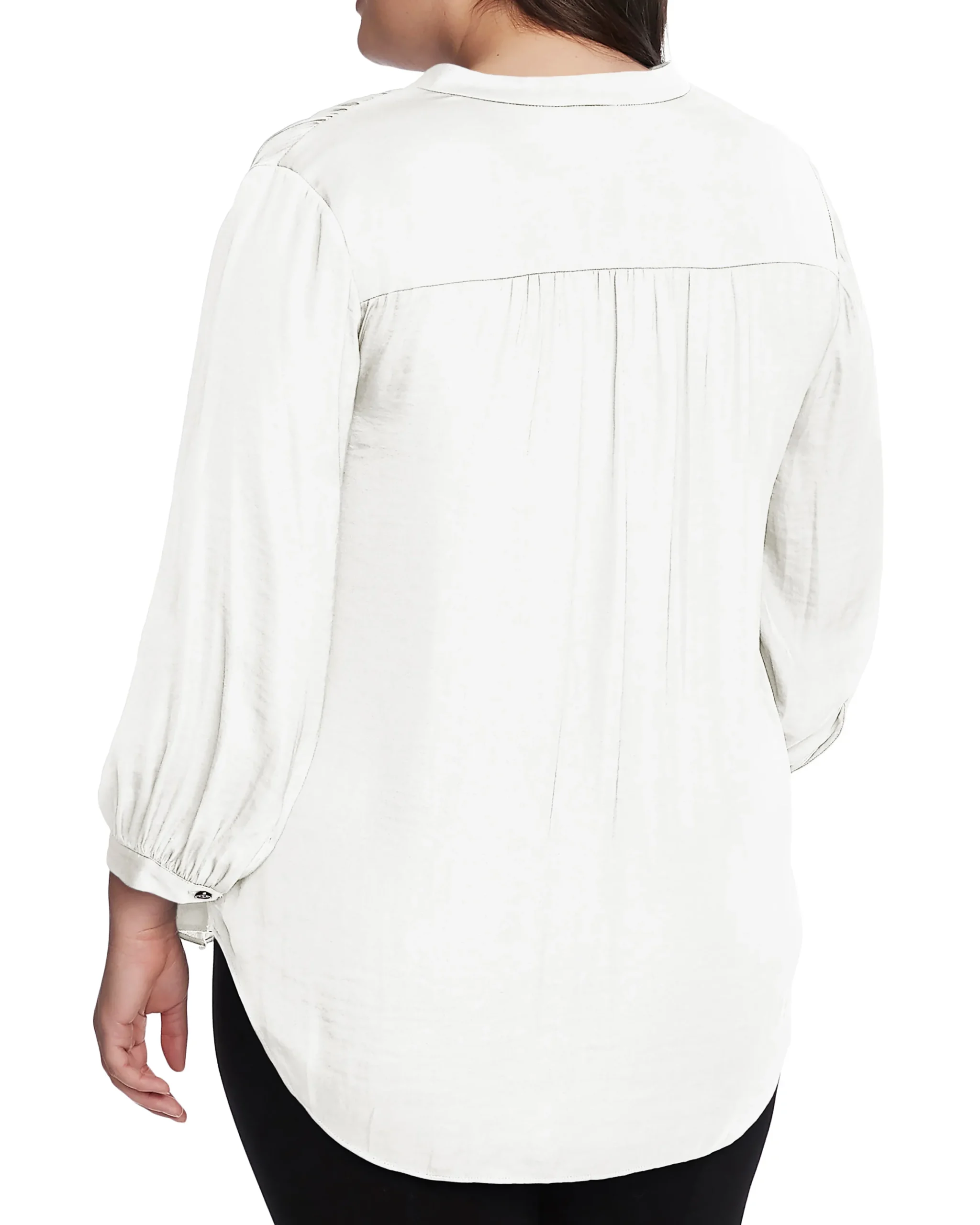 Plus-Size V-Neck Inverted Pleat Top