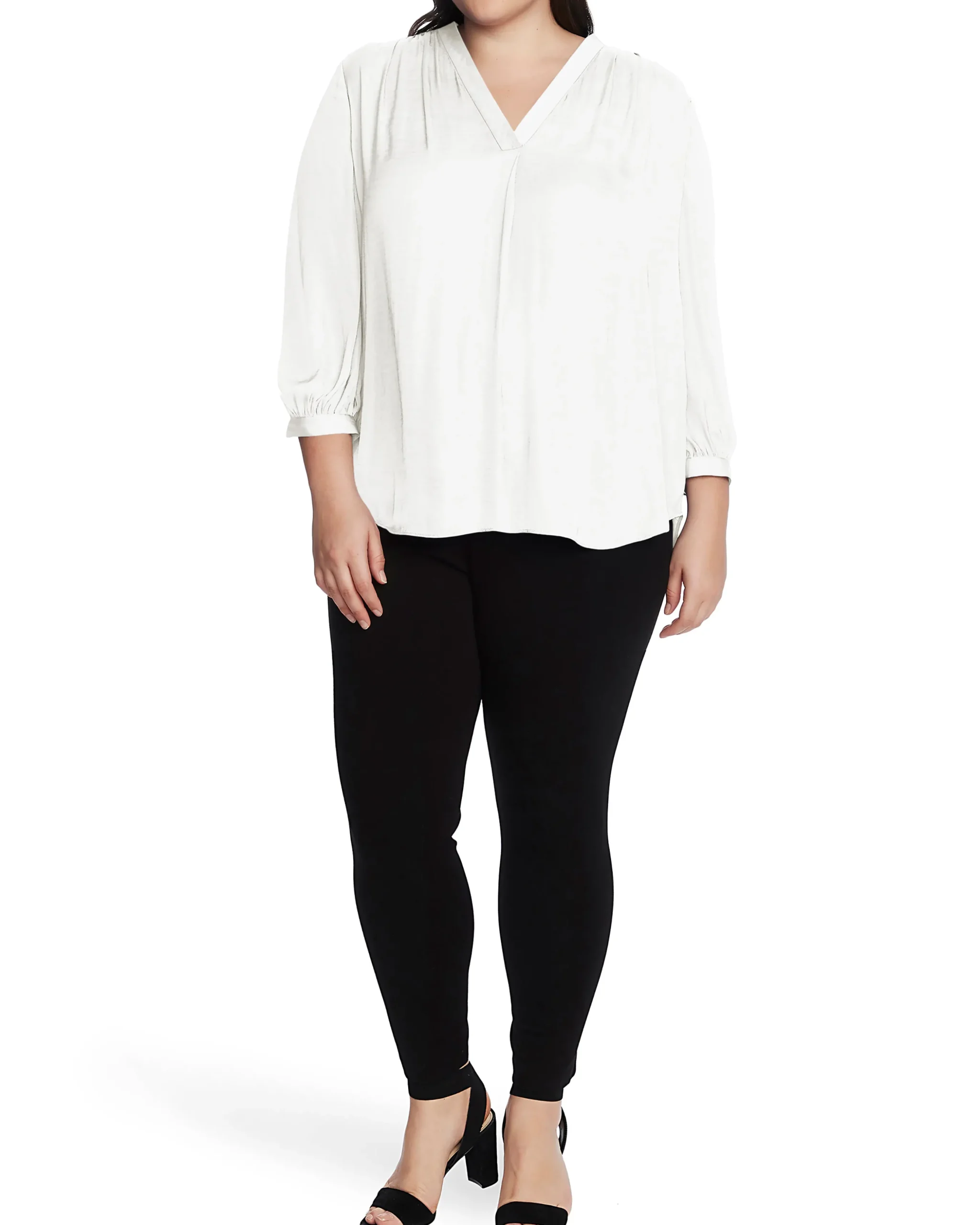 Plus-Size V-Neck Inverted Pleat Top