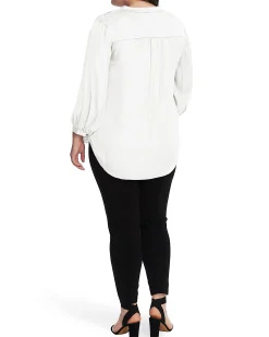 Plus-Size V-Neck Inverted Pleat Top