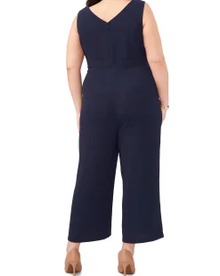 Plus-Size V-Neck Jumpsuit With Front Tie