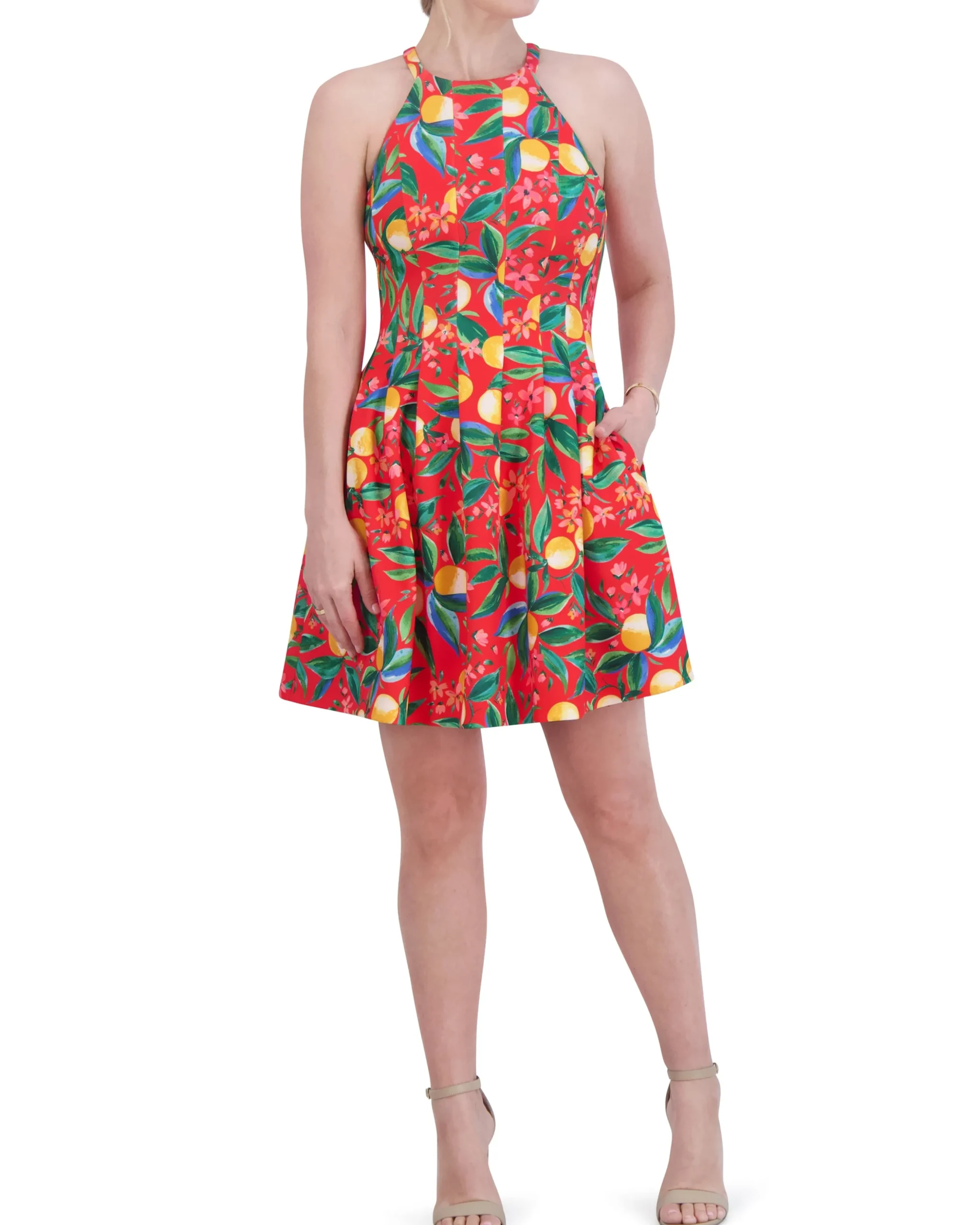 Printed Cutout Halter Dress