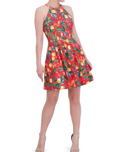 Printed Cutout Halter Dress