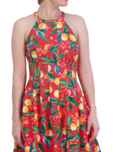 Printed Cutout Halter Dress