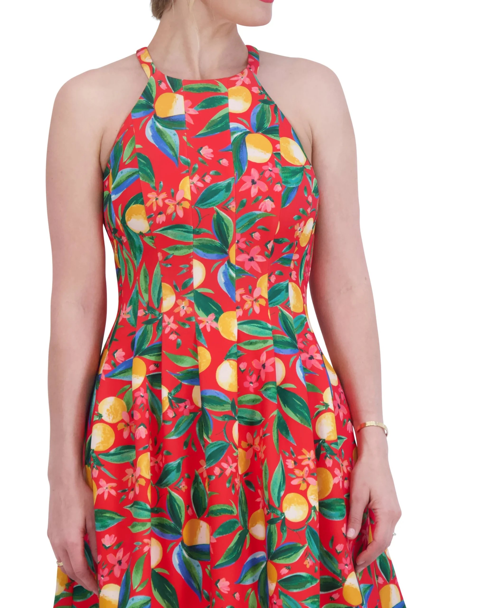 Printed Cutout Halter Dress