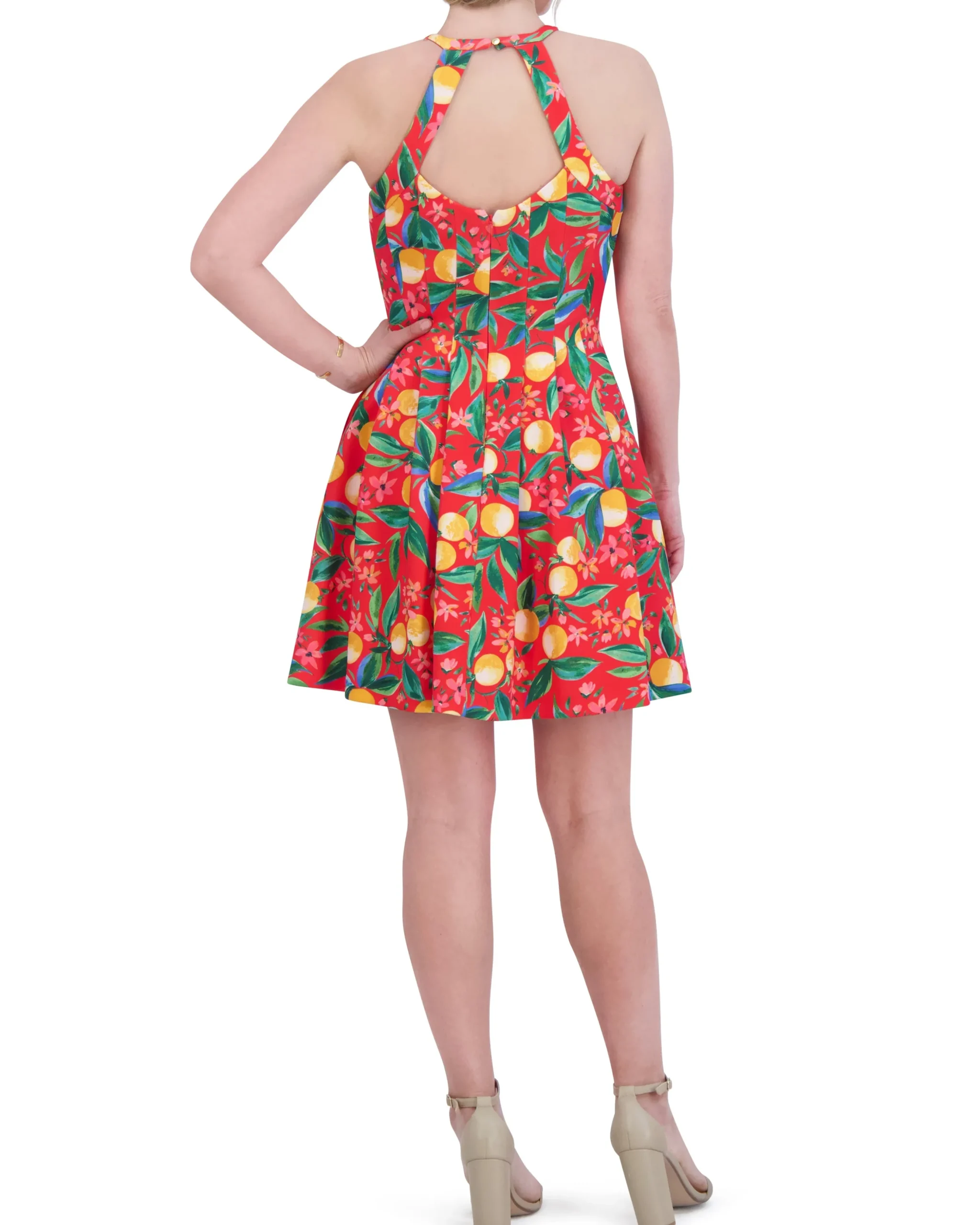 Printed Cutout Halter Dress