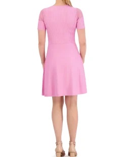 Ribbed-Bodice Fit-And-Flare Dress
